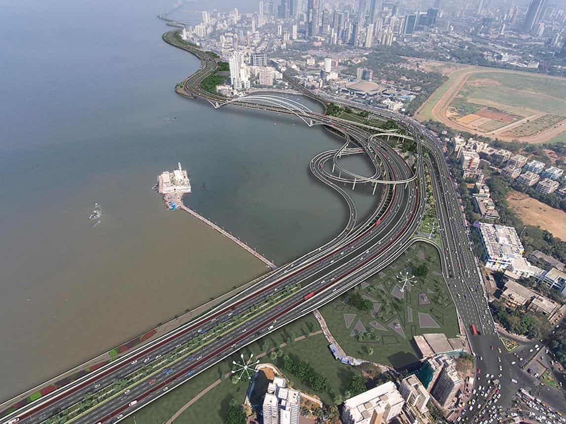 Mumbai Coastal Road Project at Haji Ali representing India's infrastructure development